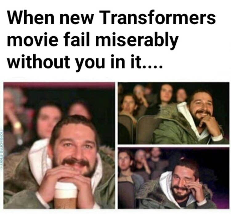 Shia LeBeouf laughing in a movie theater