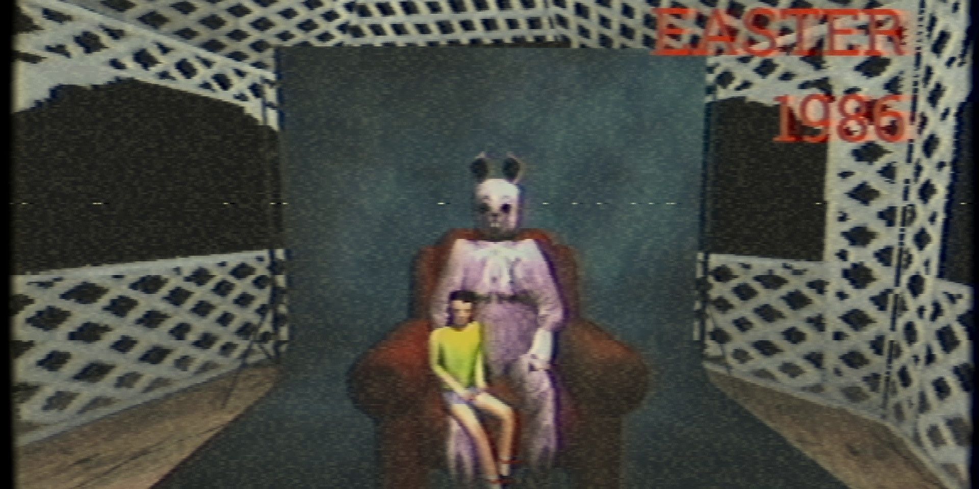 Boy Sitting On Easter Bunny's Lap From Murder House