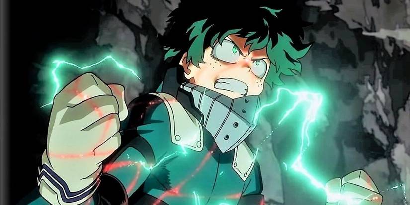 Midoriya using One For All: Full Cowling in My Hero Academia