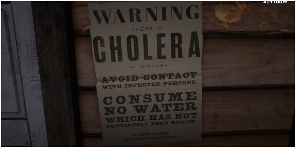 A poster warning travelers about the threat of cholera
