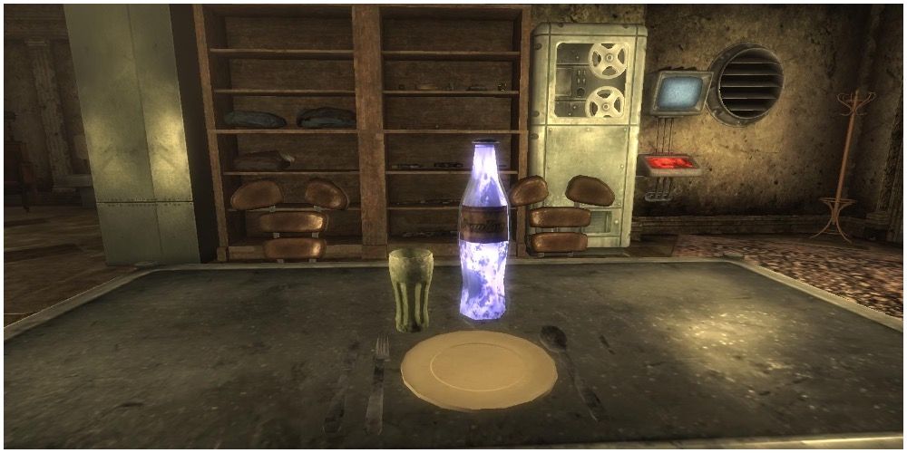 A Nuka Cola quantum set up on a player's table