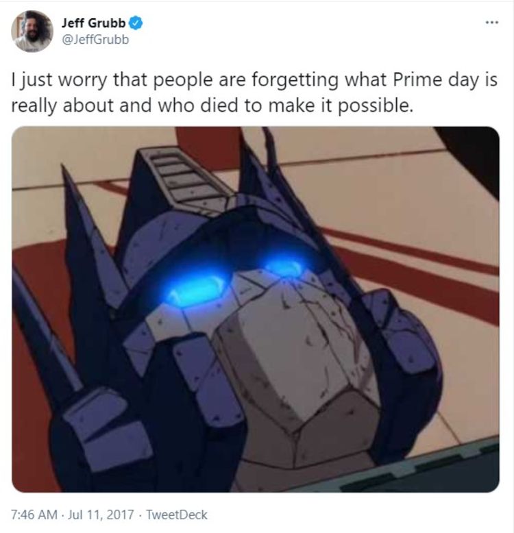 Transformers Twitter meme Prime Day Optimus Prime