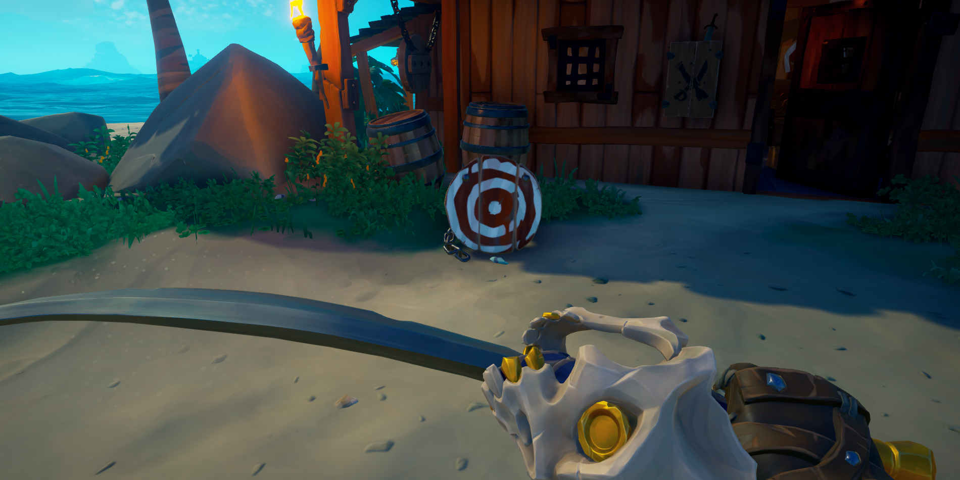 A player wields the original cutlass in Sea of Thieves
