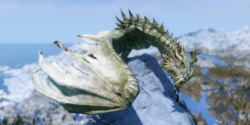 Skyrim Paarthurnax Perched Atop the Throat of the World Clear Skies
