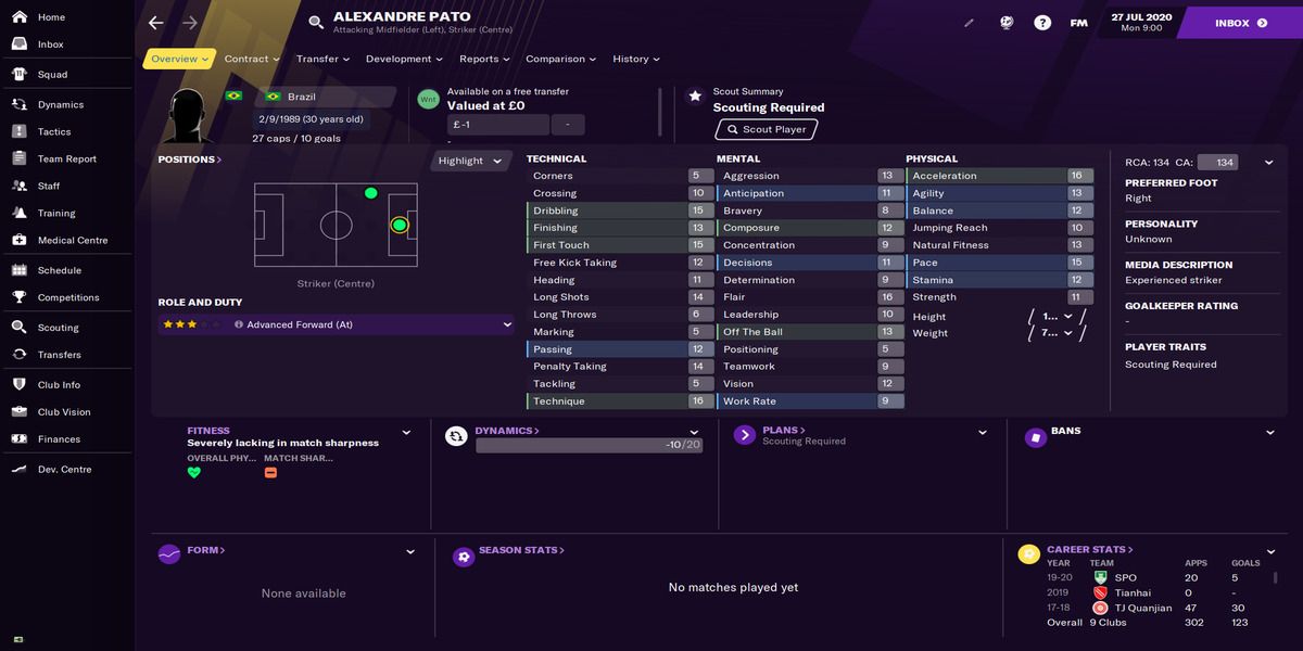 Football Manager 21 - Pato profile
