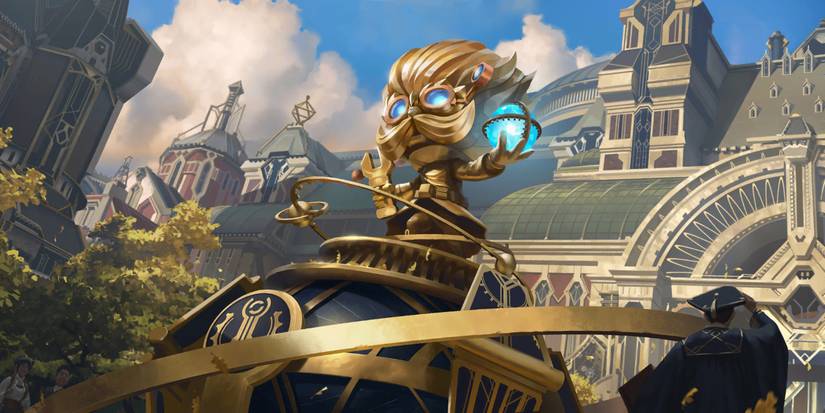 Golden Heimerdinger statue inside Piltover