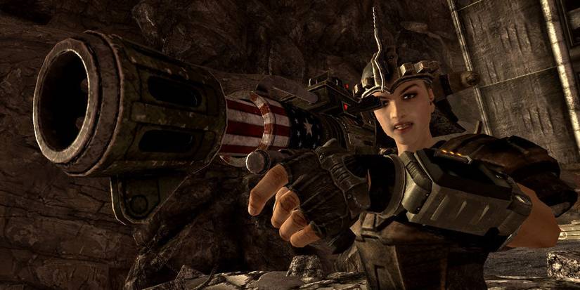 Woman with Red Flare Rocket Launcher Fallout New Vegas