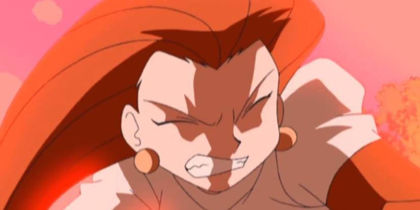 Jesse being hit by a Pokeball's beam