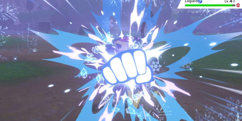 Ice Punch used on Liepard in Pokemon Sword and Shield