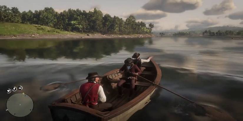 RDR2 Dutch, Hosiah, and Arthur Going Fishing on Flatiron Lake