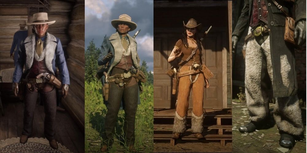 Red Dead Online Posters and Screenshots of Chaps Clothing Items