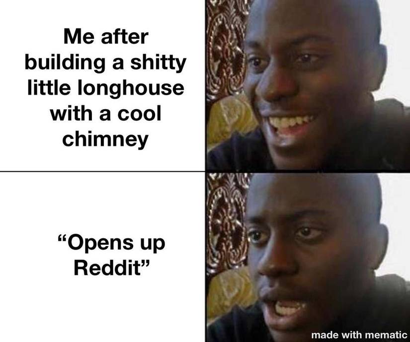 Valheim Shocked Meme Being Jealous Of Reddit Builds