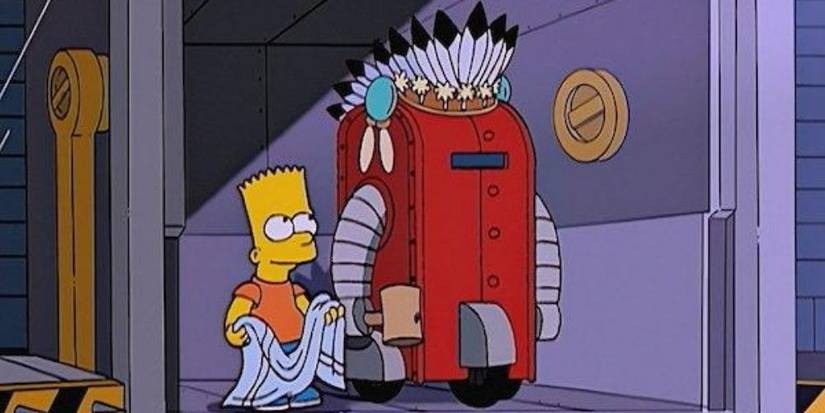 The Simpsons Homer in robot Costume with Bart