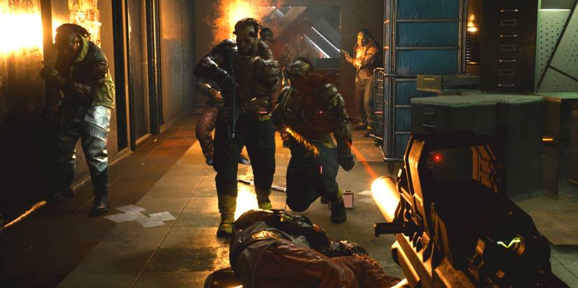 V enters a gunfight in Cyberpunk 2077