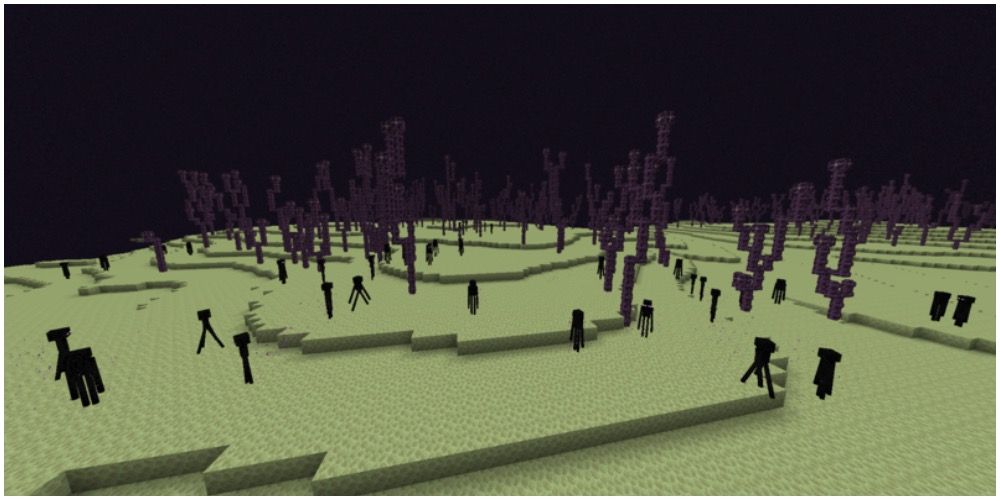 A The End forest with Endermen nearby