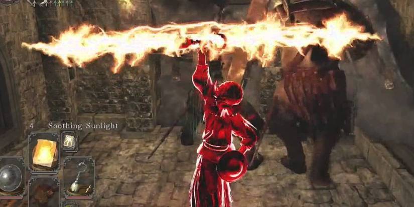 Player charging up the Sunlight Spear