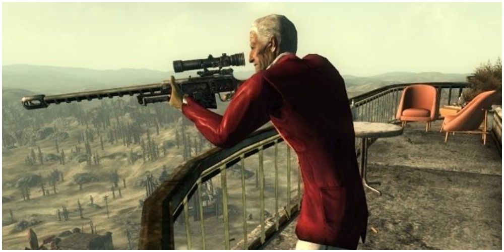 Tenpenny shooting at targets from his balcony