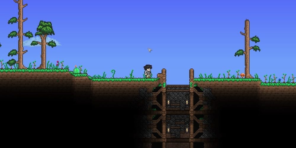 Platforms Allow The Player To Descend Mineshafts in Terraria
