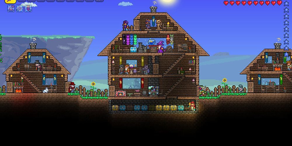 A Village Made Up Of Three Houses In Terraria