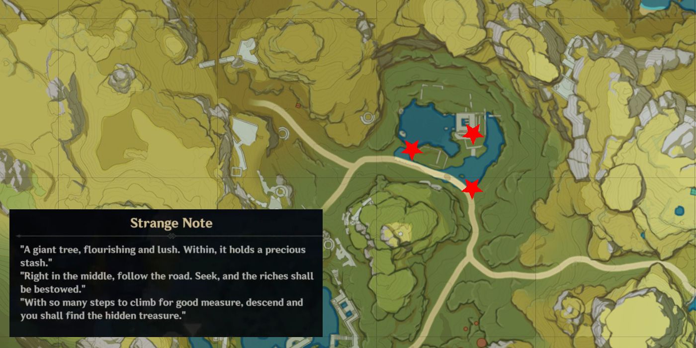 Map of the Treasure Trail for Genshin Impact