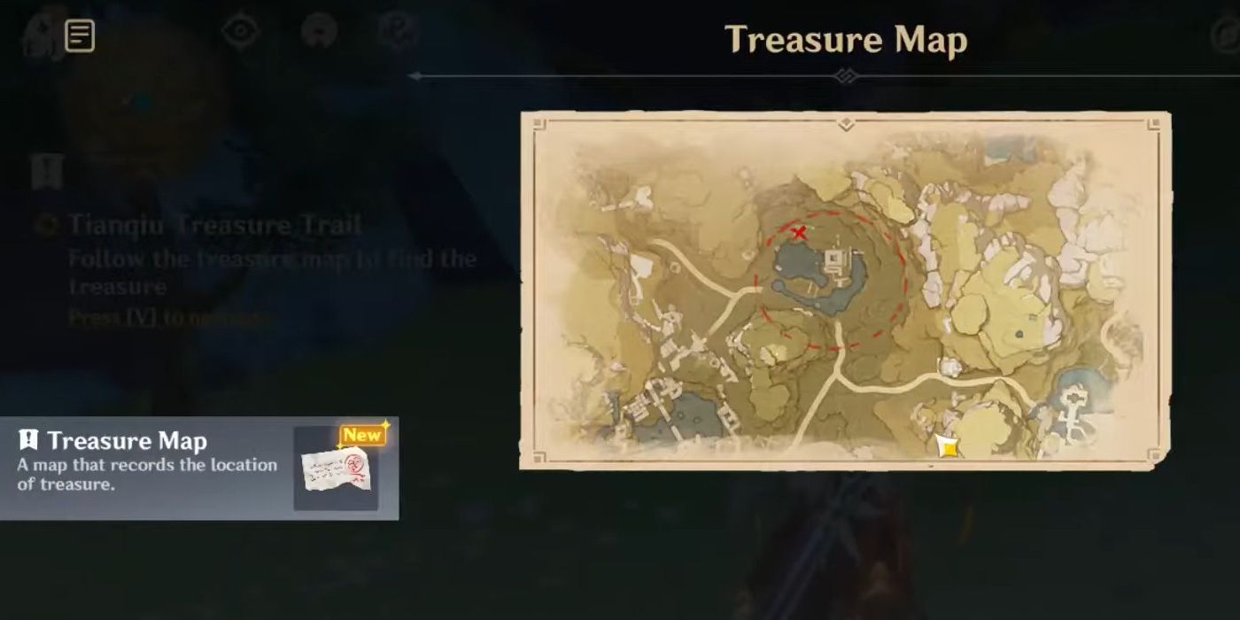 Map of the Treasure Trail for Genshin Impact