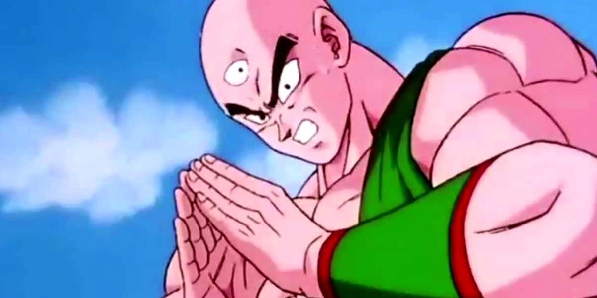 Tien holds off Cell in Dragon Ball Z