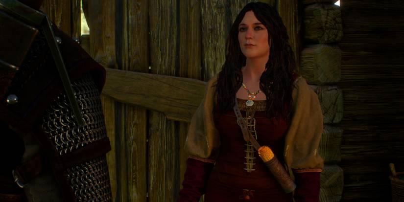Tomira the Herbalist Talking to Geralt
