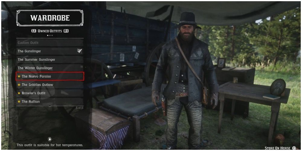 A player choosing outfits for Arthur in the wardrobe