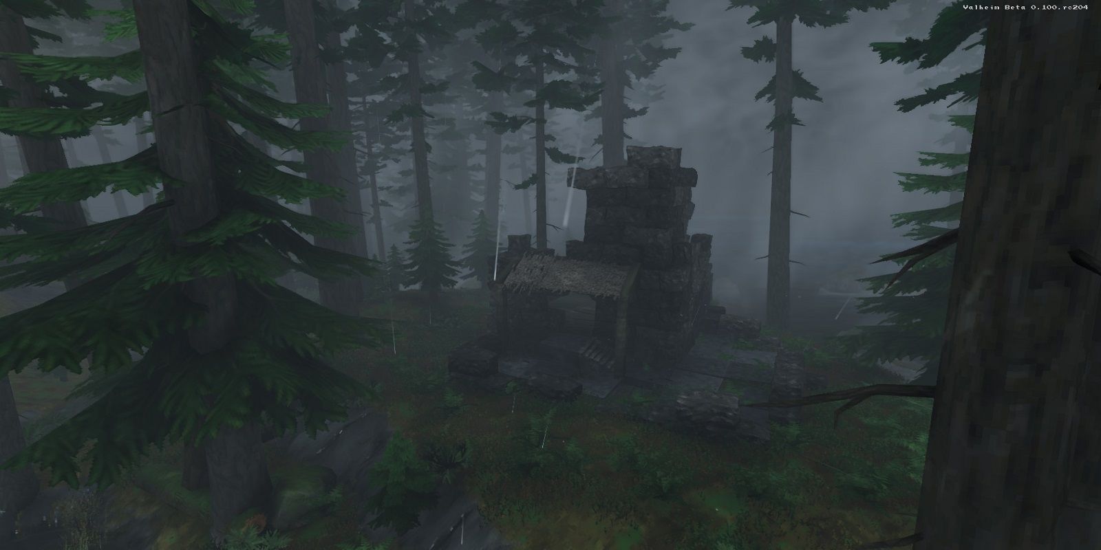 Valheim Ruined Building Gloomy Forest Dark