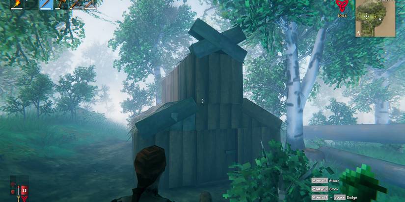 Valheim screenshot temporary shelter front view