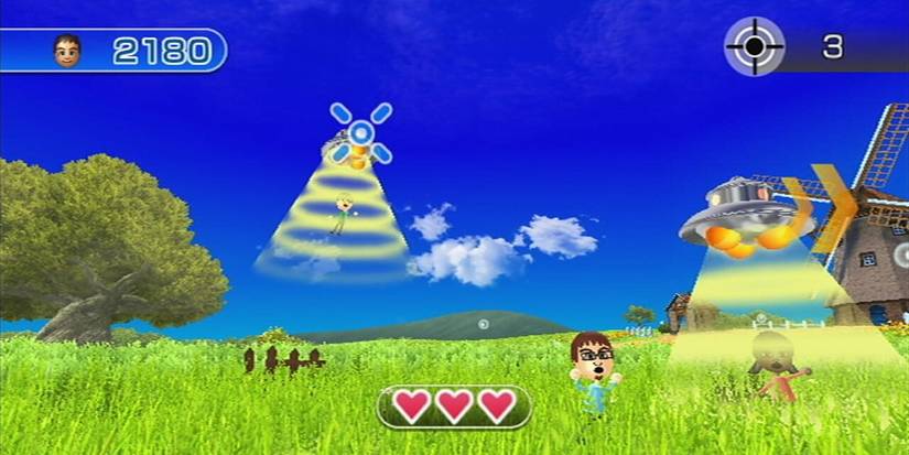 Wii Play Motion shooting range UFO abducting