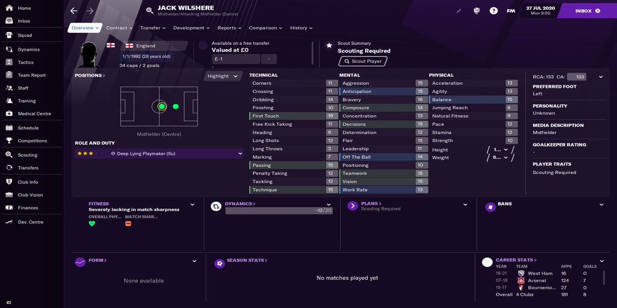 Football Manager 21 - Wilshire profile