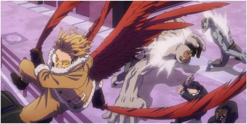 Hawks Battling Nomus In My Hero Academia