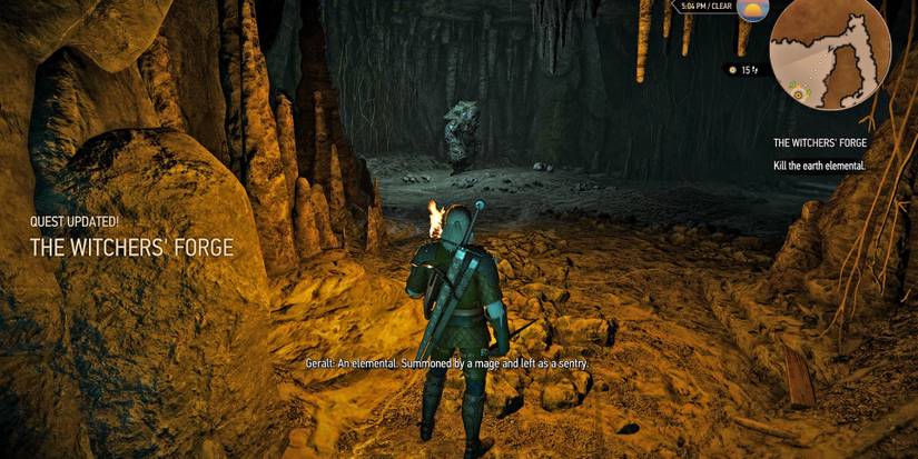 The Witcher Watches An Earth Elemental From The Distance