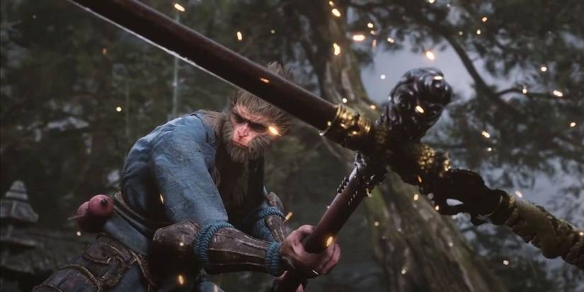 black myth sun wukong with staff dbz shadow of the colossus