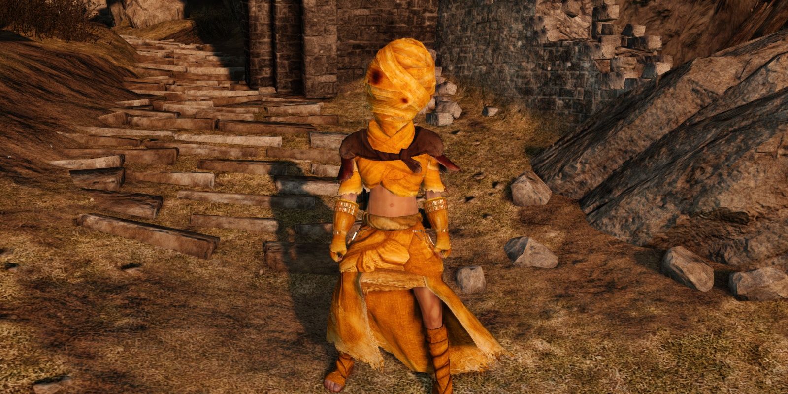 The player wearing the Xanthous Armor Set