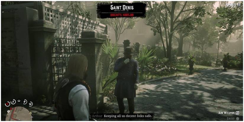 Arthur talking to a police officer while having a bounty