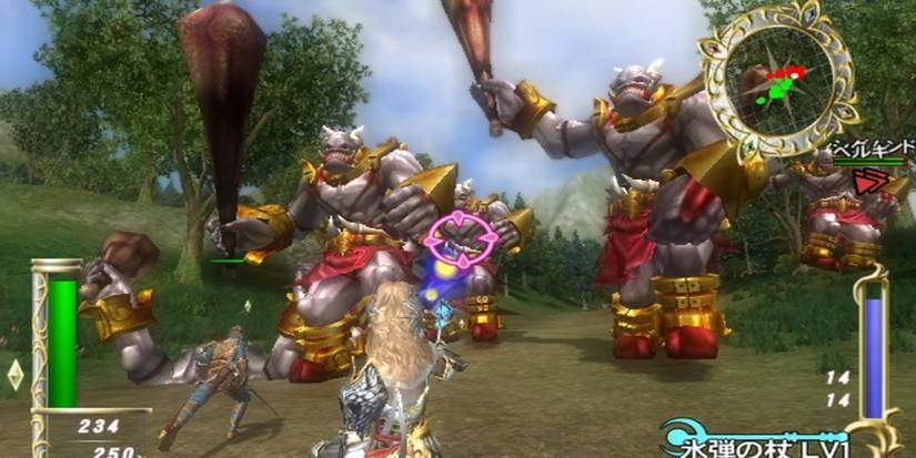 Japanese exclusive Zangeki no Reginleiv Wii Motion Plus firing bow at enemies trolls