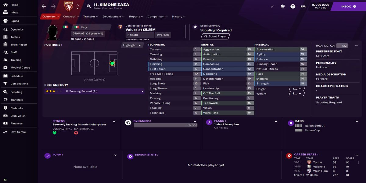 Football Manager 21 - Zaza profile