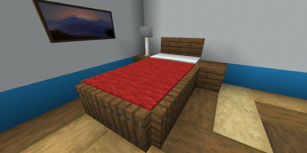 a bed looking shape in minecraft game