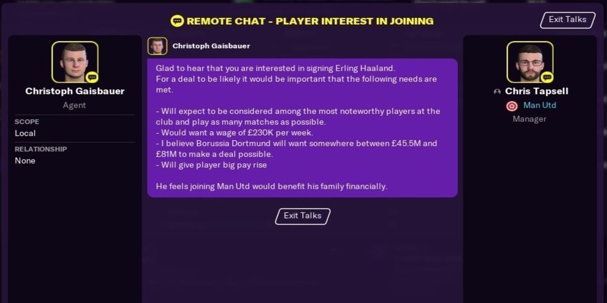 Football Manager 21 - Agent interaction