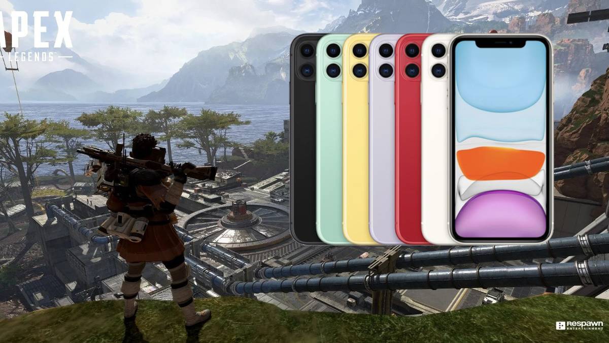 apex legends bangalore standing on cliff in kings canyon with iphones