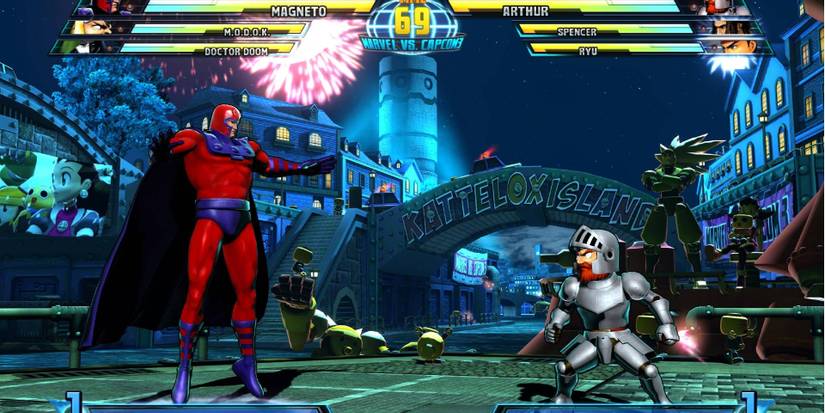 screenshot from marvel vs capcom 3 showing the ghost n goblins protagonist.