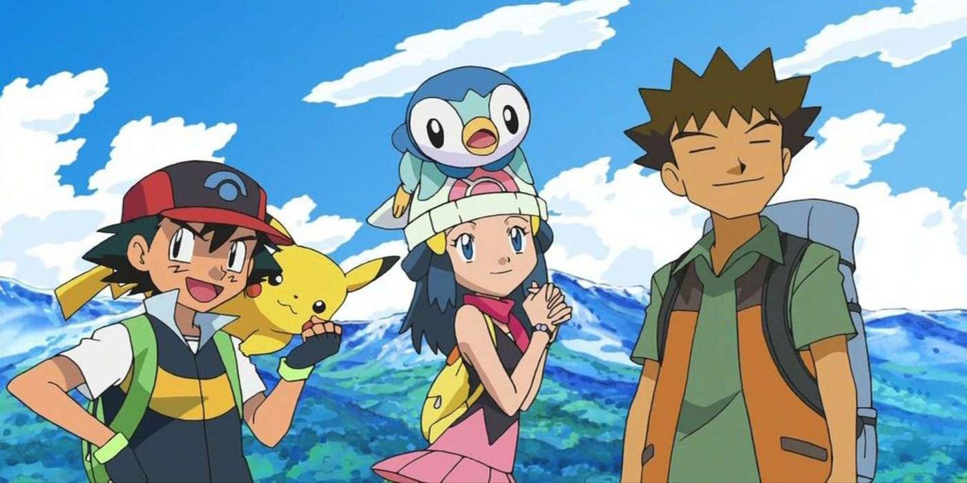 Ash, Brock, and Dawn from the Pokemon anime