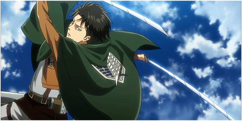 levi fighting titans.