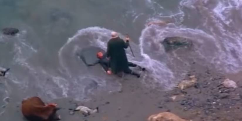 Sean Bean's death in The Field (1990)