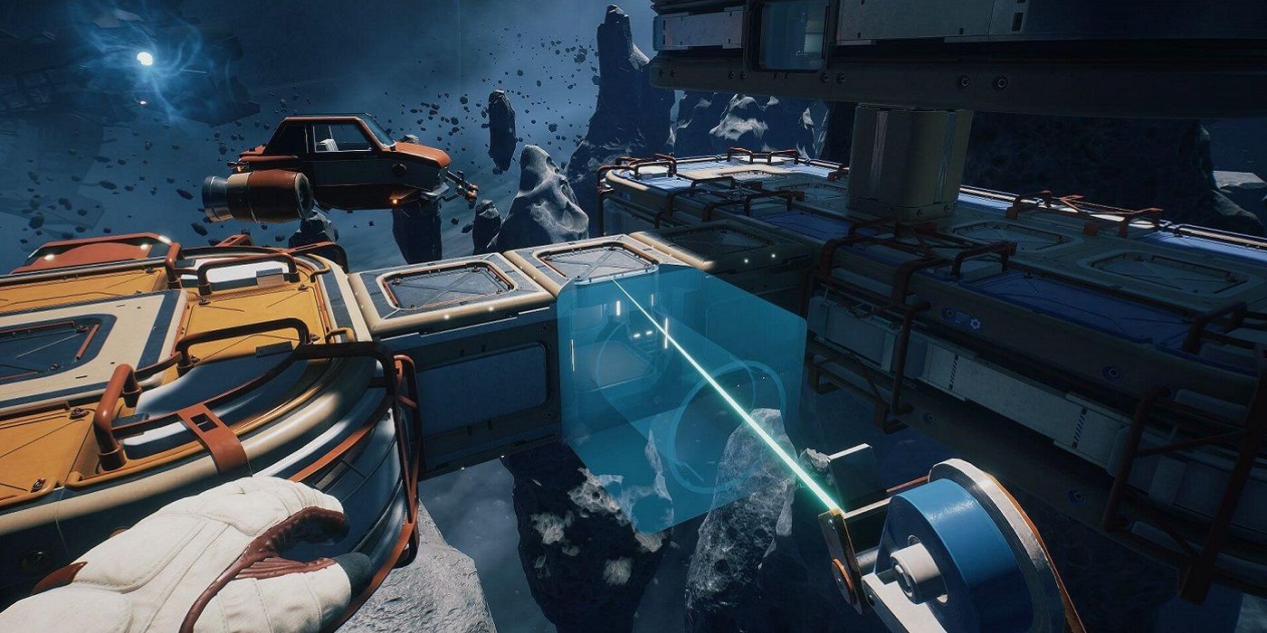 Breathedge screenshot showing the outside of a space ship