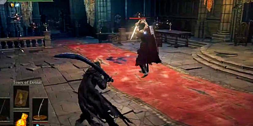 player fighting a lothric knight.