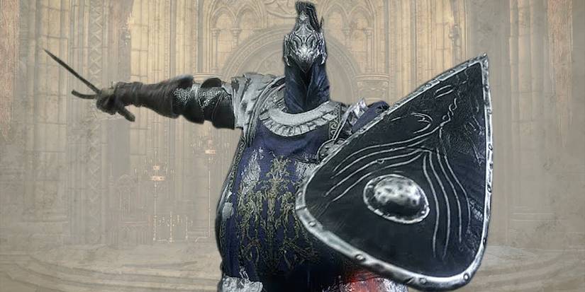 art of a player wearing weird armor and holding a dagger.