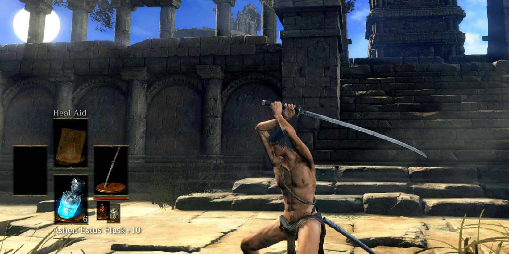 player wielding a katana at archdragons peak.